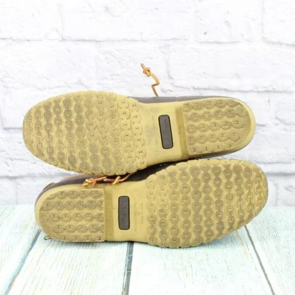 LL Bean Brown Leather Lace Up Round Toe Ankle Duck Boots Size 10 N (B) - Picture 9 of 9